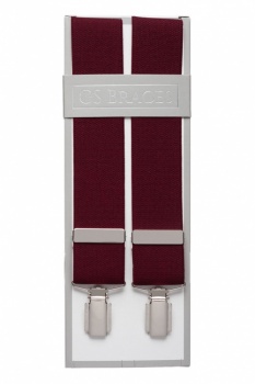 Plain Wine Mens Elastic Trouser Braces